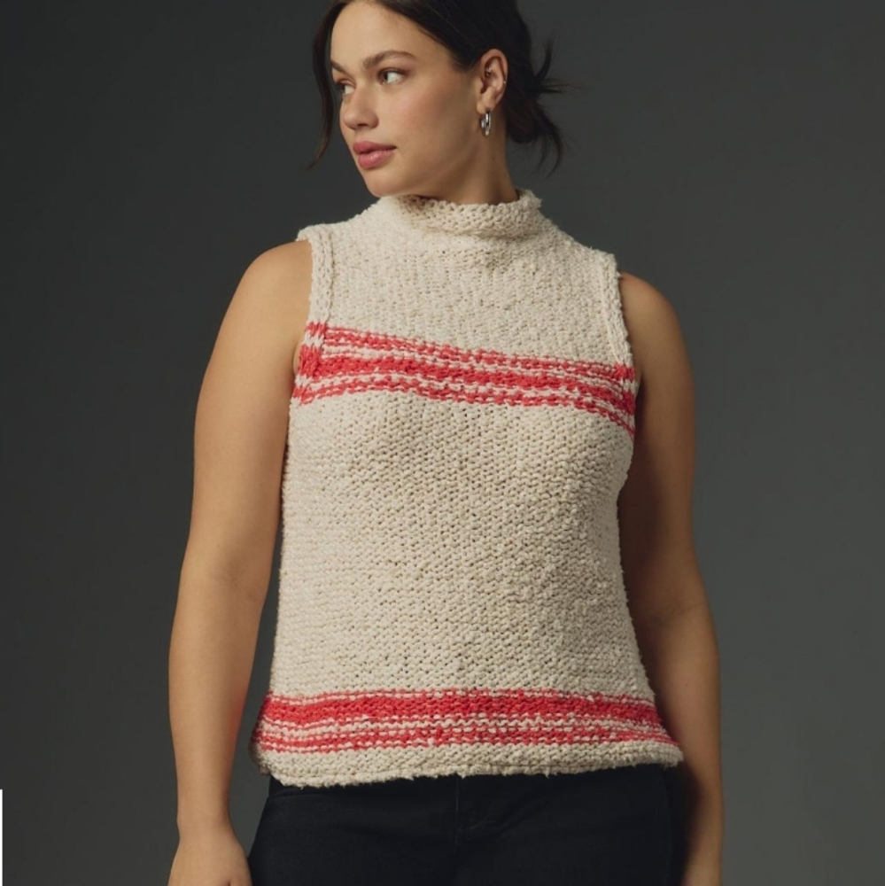 Anthropologie Pilcro Nautical Mock Neck Key Hole Sweater Size 2x
